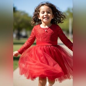 Red Lace and Tulle Size: 6-7 Years (6-7Y)Dress